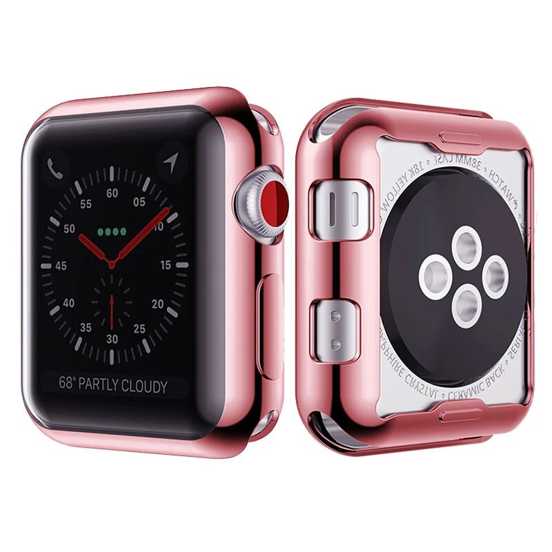 Чехол для Apple Watch 5 4 Чехол 44 мм/40 мм iWatch band 42 мм 38 мм универсальная защитная крышка бампер Apple watch 3 2 1 Аксессуары - Color: pink