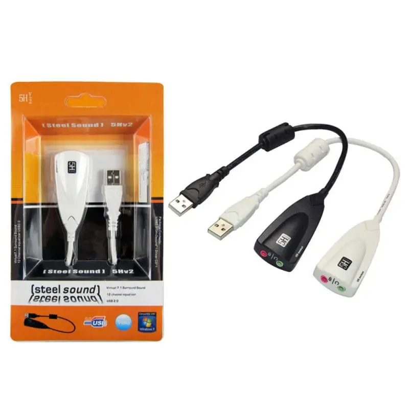 

USB2.0 To 3.5mm Mic/Headphone Sound Card Adapter Jack External 7.1 Channel Audio Sound Card Adapter Support Desktop, Notebook