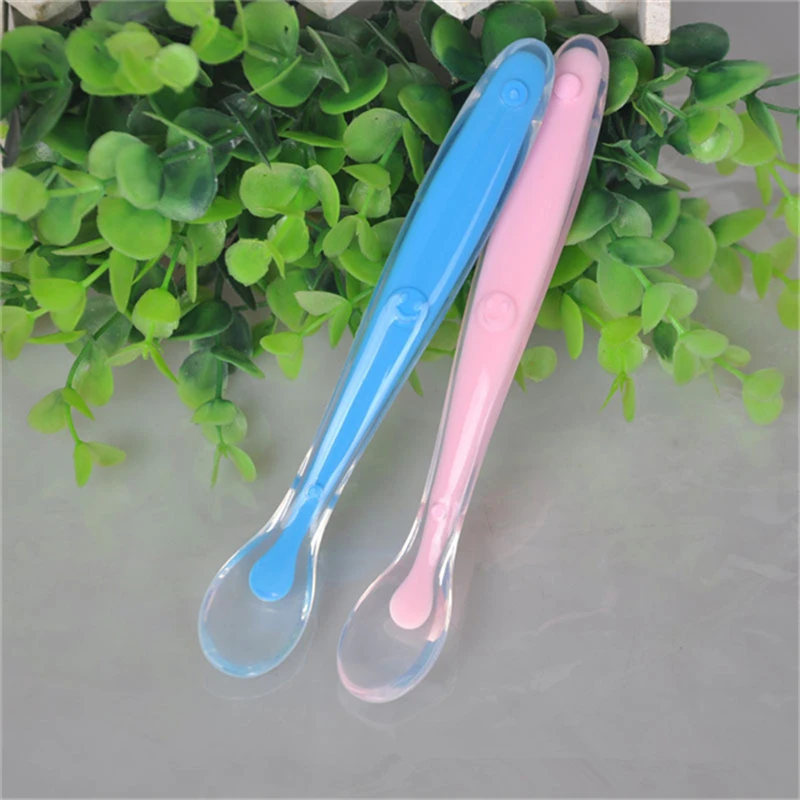 New Arrive Baby Safety Tableware Baby Soft Silicone Feeding Spoon Infant Learning Spoons Dishes Tableware For Child