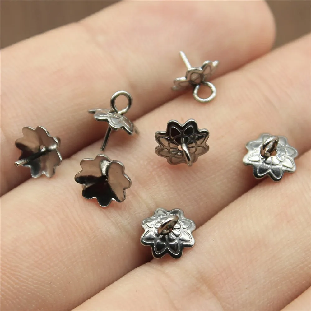 

50pcs 2 Styles 7mm Stainless Steel Bead Caps Accessories For Jewelry DIY Beads Findings Jewelry Making