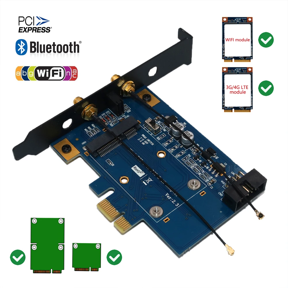 PCI E Wi Fi адаптер PCIE Bluetooth мини Express к X1 сетевая карта для Mini 3G/4G/LTE + слот SIM