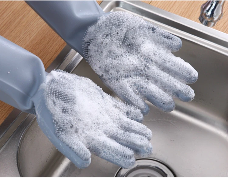 Пара силиконовых перчаток для мытья посуды кухонные перчатки уборки волшебные