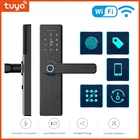 Электронный дверной замок Tuya с Wi-Fi, дистанционное управление через приложение Tuya, биометрический отпечаток пальца, смарт-карта, пароль, разблокировка с помощью ключа