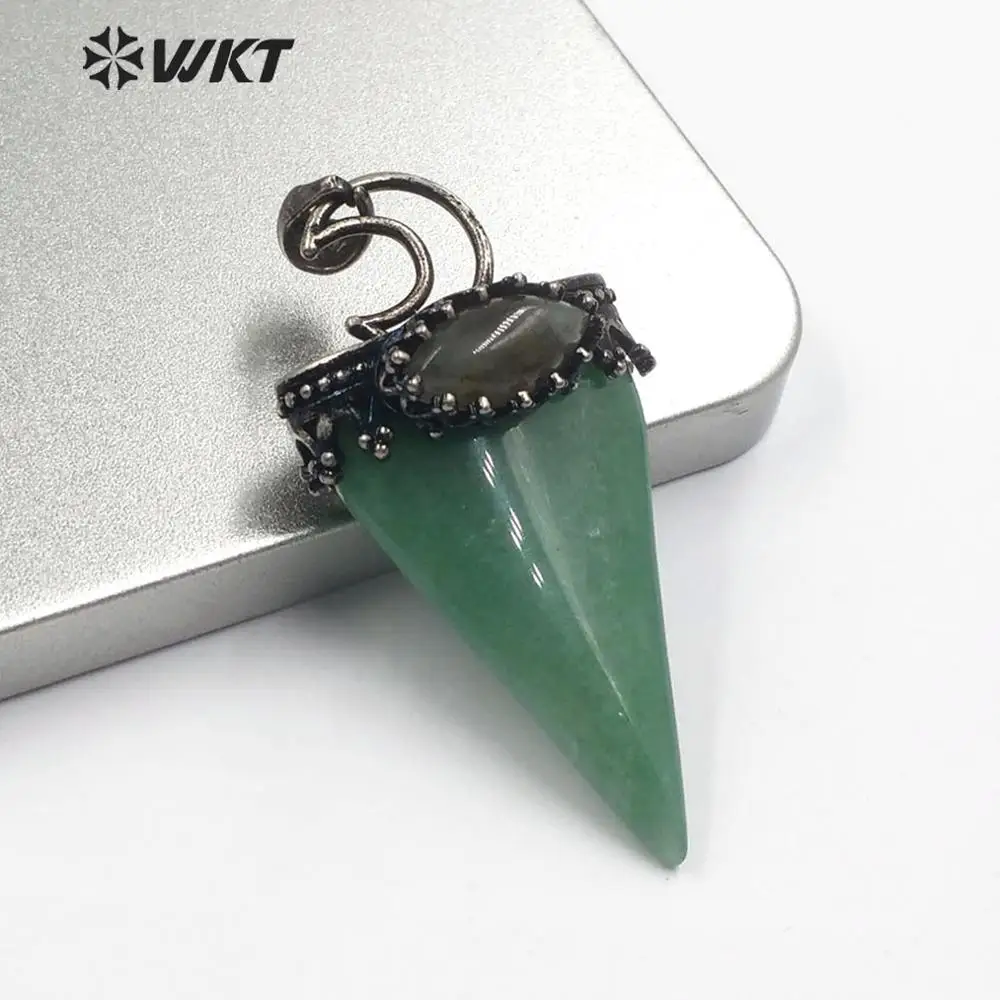 

WT-P1491 Triangle shape with moon carving Pendant natural colorful stone Pendant women birthday Gift Jewelry Pendant new