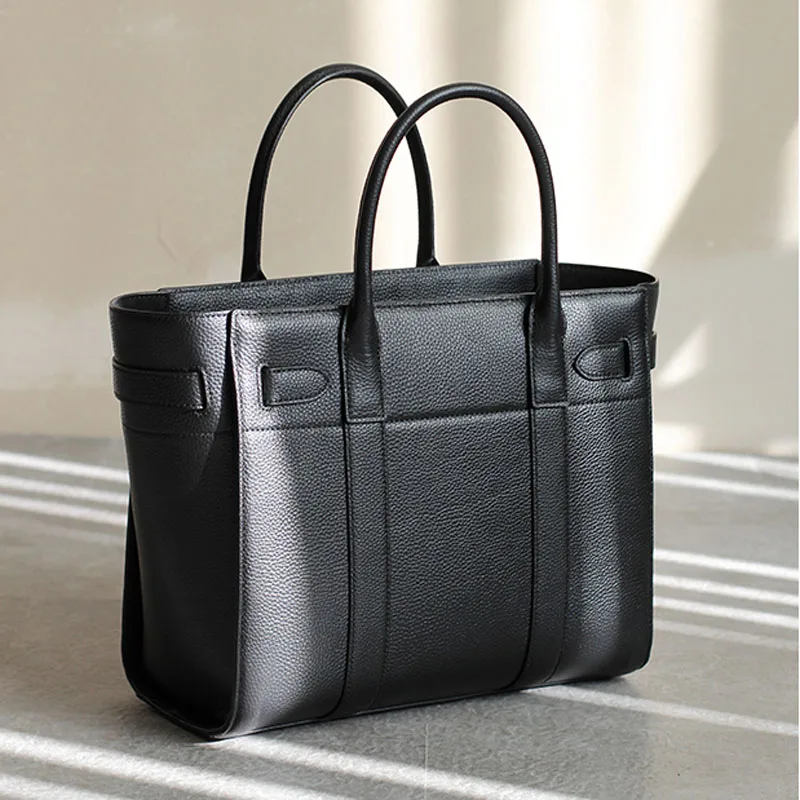 fashion womens leather briefcase female travel commuter business tote office bag luxury litchi cowhide lady handbag crossbody free global shipping