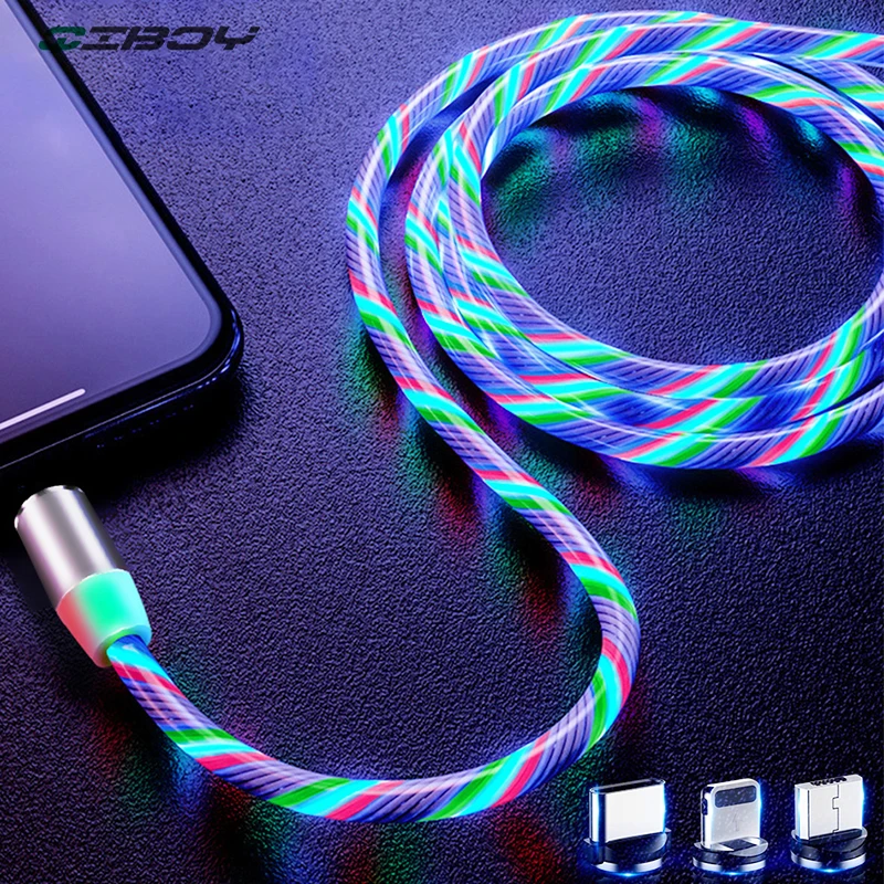 Магнитный USB-кабель со светодиодной подсветкой кабель для быстрой зарядки Micro USB