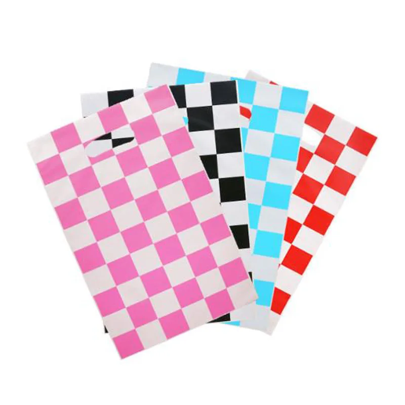 10 шт. клетчатый Подарочный пакет для конфет 17 см * 25 упаковочные пакеты с ручкой