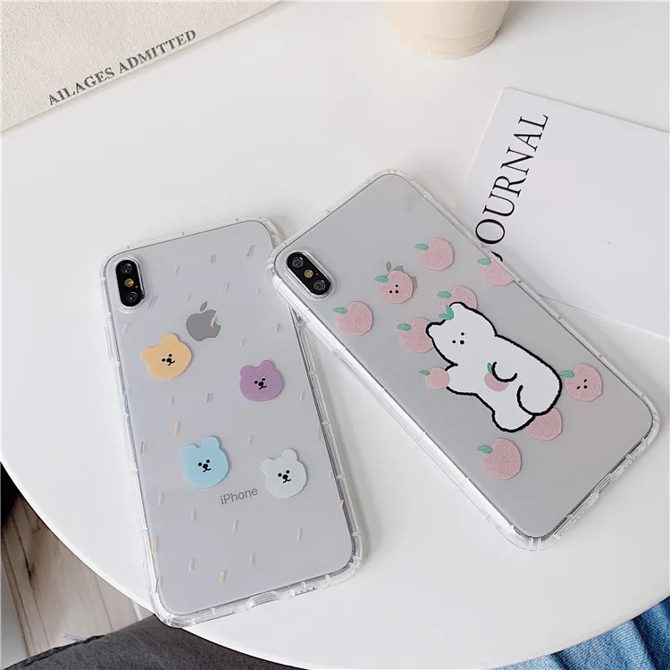 Niceking для iPhone 6, 6s, 7, 8 Plus, X, XR, XS Max, чехол с милым мультяшным медведем, Кроликом, мягкий ТПУ чехол для телефона, для iPhone 11 Pro, Max, чехол