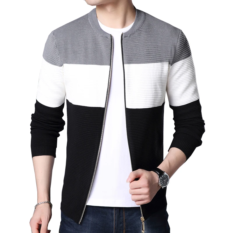 

2021 Spring Autumn Men New Casual Cardigan Sweater Jumper Men Winter Fashion Striped Pockets Knit Outwear Coat Sweater Men