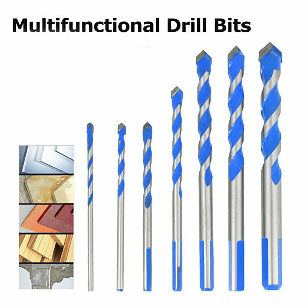 

8pcs Multifunctional Blue Alloy Tile Drill Bit Ceramic Glass Punching Hole opener Triangle U-shaped Spiral Twist Drill Bits