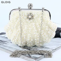 shell beading women clutch diamonds soft pearl evening bags party wedding handbags wallet purse female bag