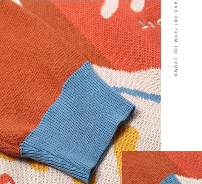 Женский жаккардовый свитер толстый теплый трикотажный пуловер с мультяшной