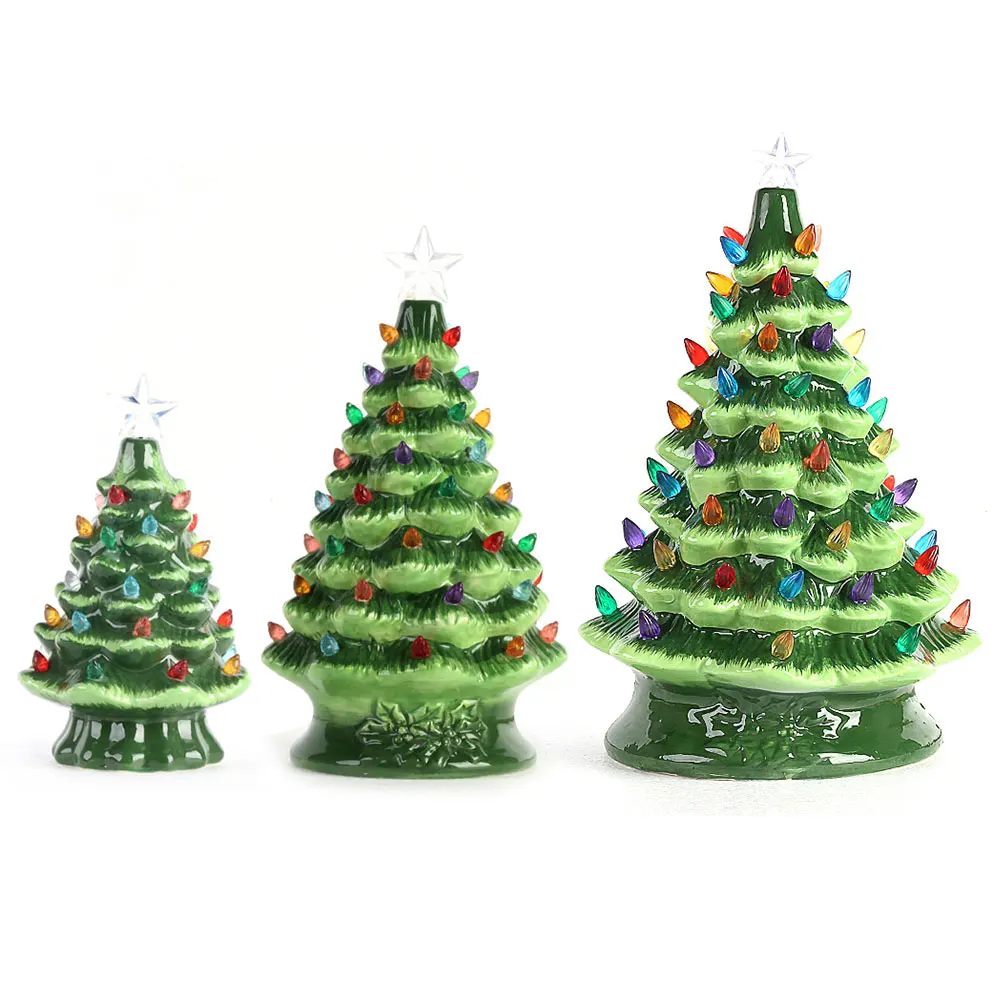 

DIY Christmas Tree Decorated Ceramic Christmas Tree Light Tabletop Christmas for Home Festival DIY Desk Decoration
