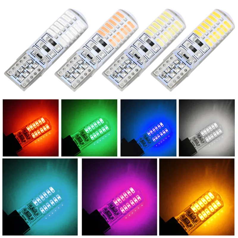 

2Pcs T10 w5w 24SMD High Brightness Low Consumption Car LED Bulbs Canbus Auto Interior Silica Lamp Turn Signal Light#292356