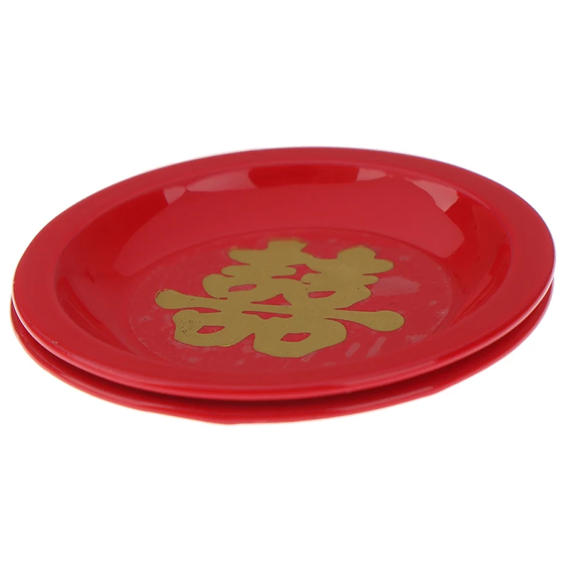 

1:12 Dollhouse Miniature Creative Retro Round Red Plate Accessories Toys