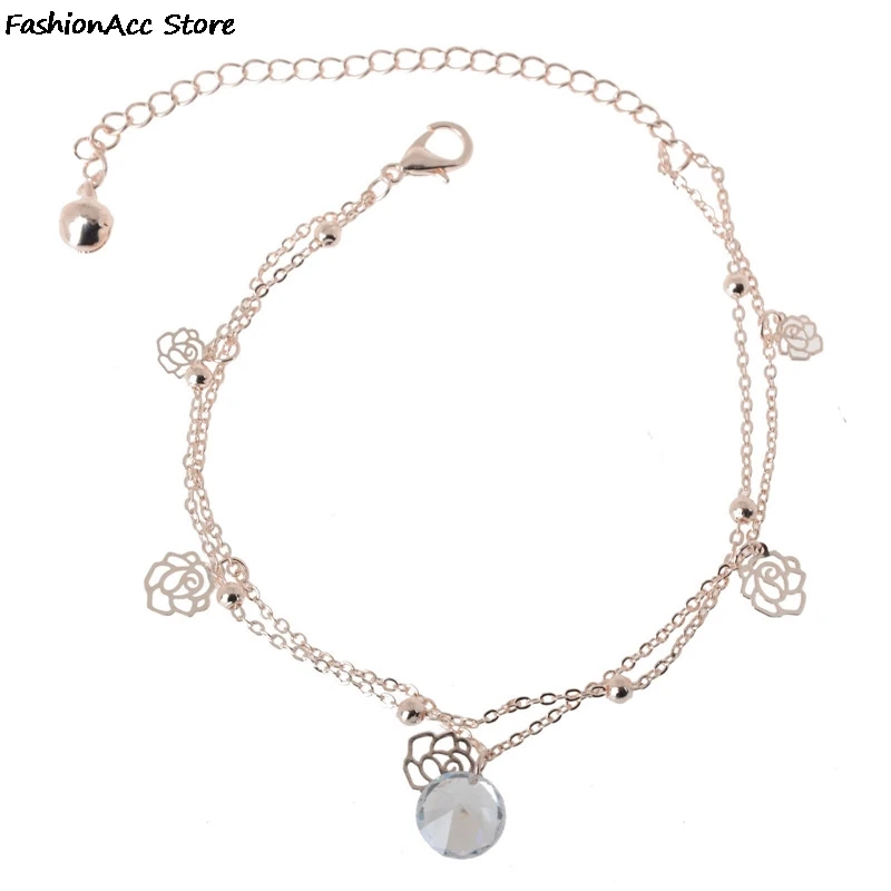 Женский браслет на ногу недорогой лодыжку с цветами розы |