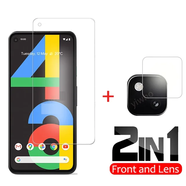 

Закаленное стекло 2 в 1 для Google Pixel 4a, полноклеевое Защитное стекло для объектива Google Pixel 4a