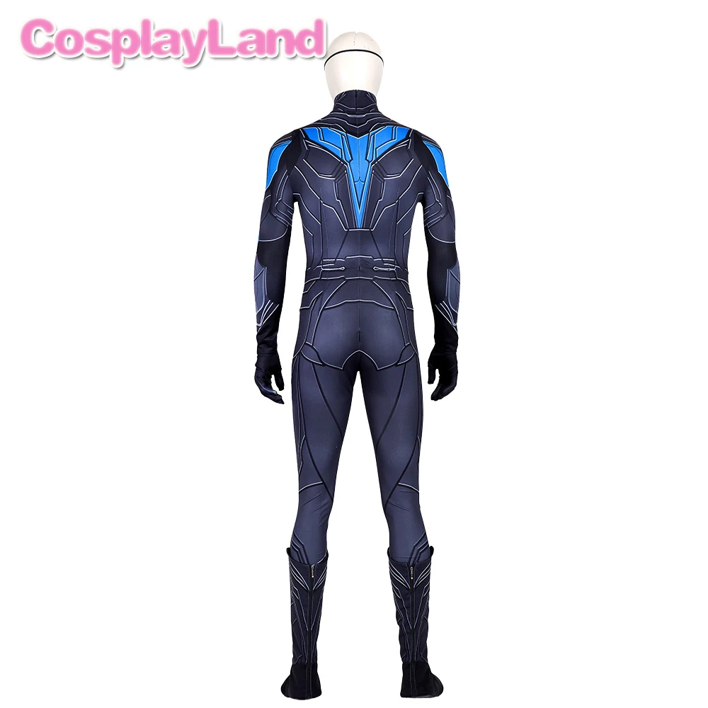 Titans костюм Nightwing наряд 3D комбинезон с принтом Диком Грейсоном эластичный боди