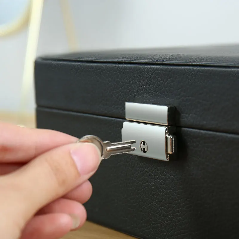 

2021 New PU Leather Jewelry Storage Box Portable Double-Layer Packaging Box European-Style Multi-Function Winter Gift WF