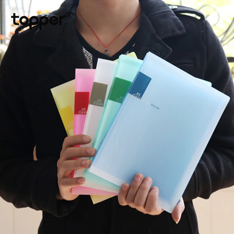 Цветная матовая папка формата A5 для хранения информации прозрачная карманная