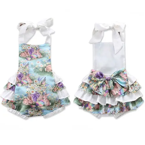 2018 г. Новый детский Пасхальный комбинезон милый без рукавов с цветочным узором и