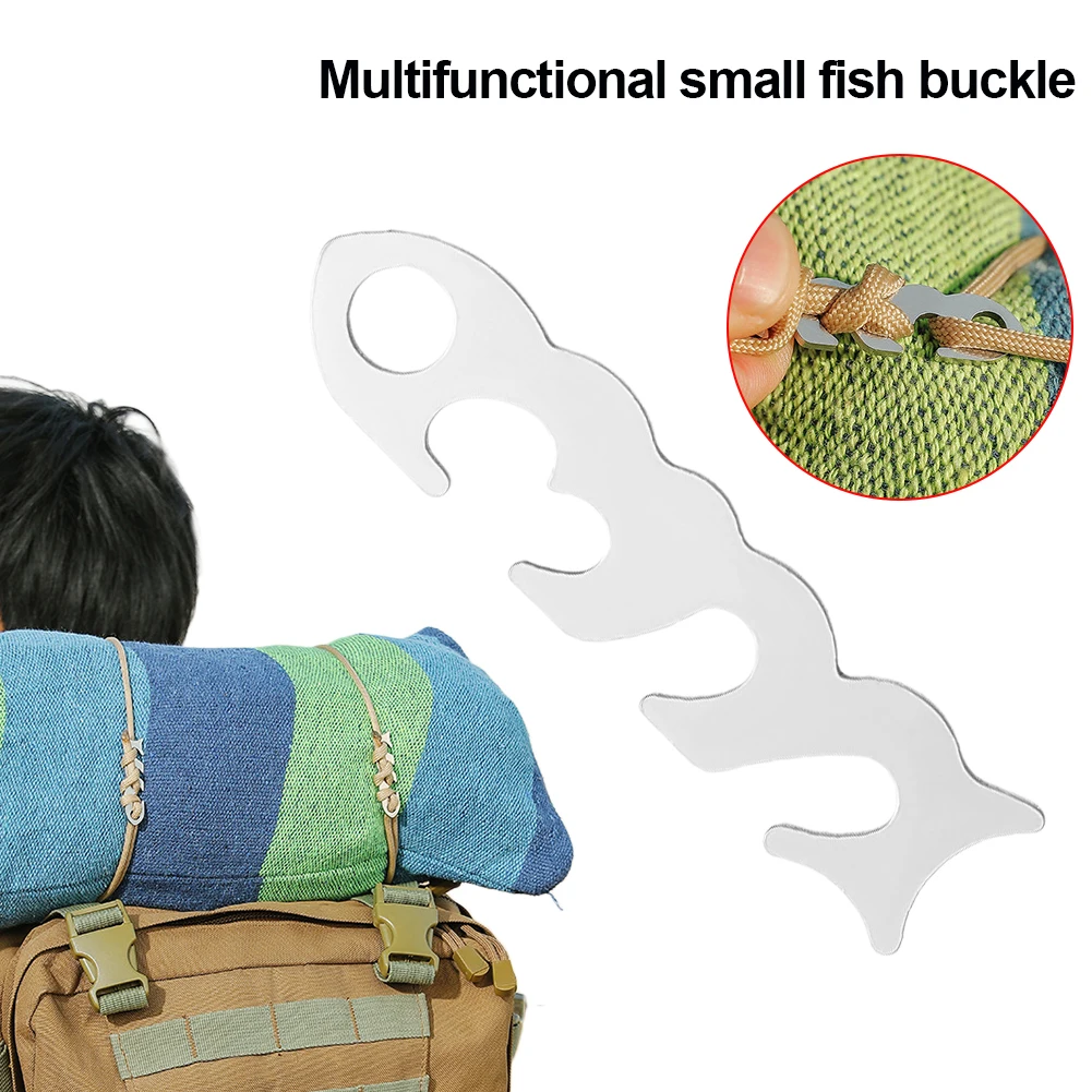 

Multifunctional Tent Cord Adjuster Tent Rope Buckle Stainless Steel Fish Bone Wind Rope Buckle for Outdoor Camping Picnic