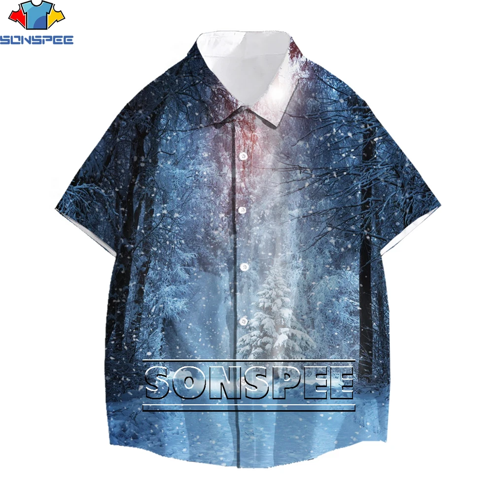 

SONSPEE Men's T-shirt Forest 3D Printing Hawaiian Shirt Summer Casual Street Hip Hop Funny Top Loose Breathable T-shirt