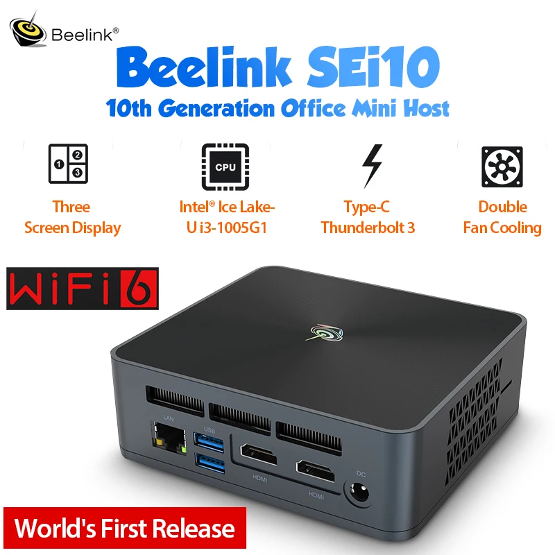 

BEELINK SEi10 10th Generatiom Office Mini Host 3.4Ghz Intel Ice Lake-U i3-1005G1 8GB 512GB WIFI 6 Windows 10 MINI PC TV BOX