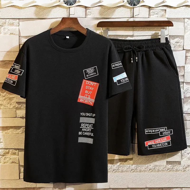

Summer Casual Suit Men's Short Sleeve T-shirt Shorts Youth Fashion Korean Student Sports Fashion Handsome Set