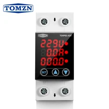 screen Display 63A 3IN1 touch Din rail adjustable current voltage protective device protector relay protection Kwh energy meter