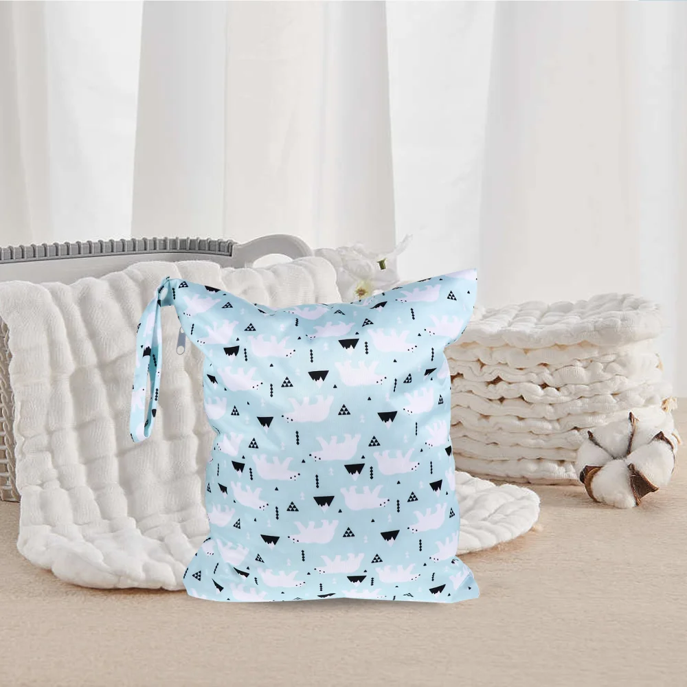 

Cloth Diaper Wet Dry Bags Waterproof Reusable with Two Zippered Pockets