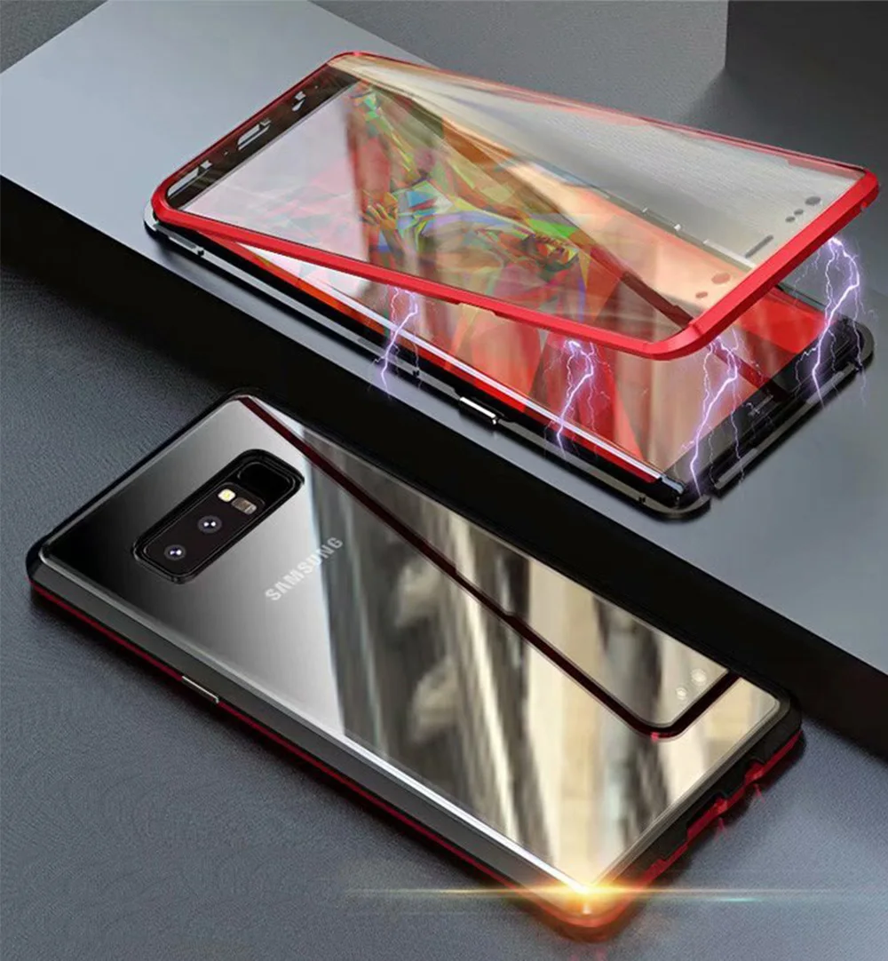 Магнитный чехол Luphie для samsung Galaxy S10 Plus, 5g, S10e, S9, S8, Note 9, 8, Полный Передний+ задний, 9 H, закаленное стекло, Магнитный чехол, чехол