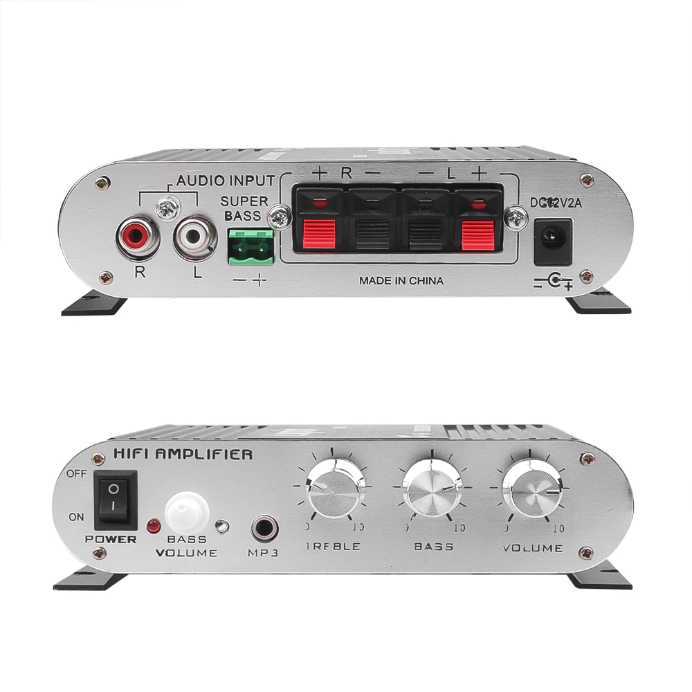Для LVPIN Hi Fi стерео усилитель 12V 200W Мини MP3 автомобиль радио Каналы 2 дома супер бас