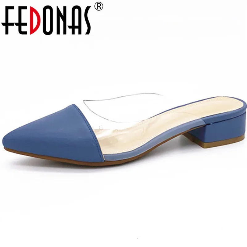 Женские туфли-лодочки FEDONAS классические сандалии на толстом каблуке с петлей