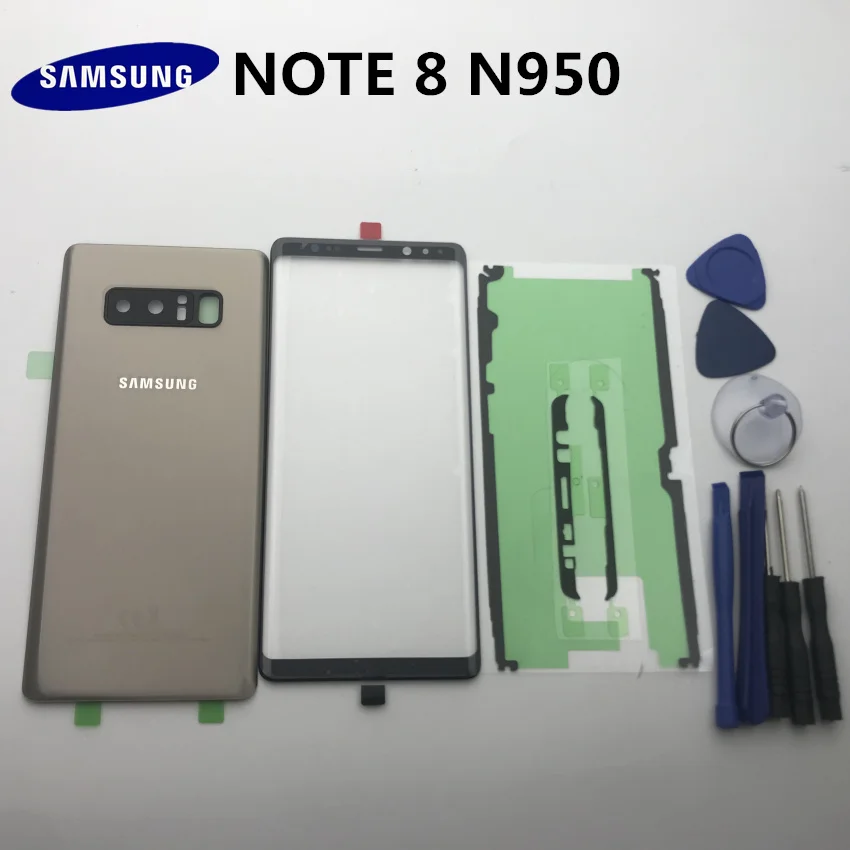 NOTE8, новинка,, для samsung Galaxy NOTE 8, N950, N950F, Задняя стеклянная крышка, задняя крышка, крышка батареи, дверь+ передняя стеклянная линза+ клей+ Инструменты