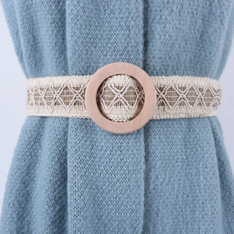 Ремень женский TEELYNN кружевной с деревянной пряжкой в богемном стиле Повседневный