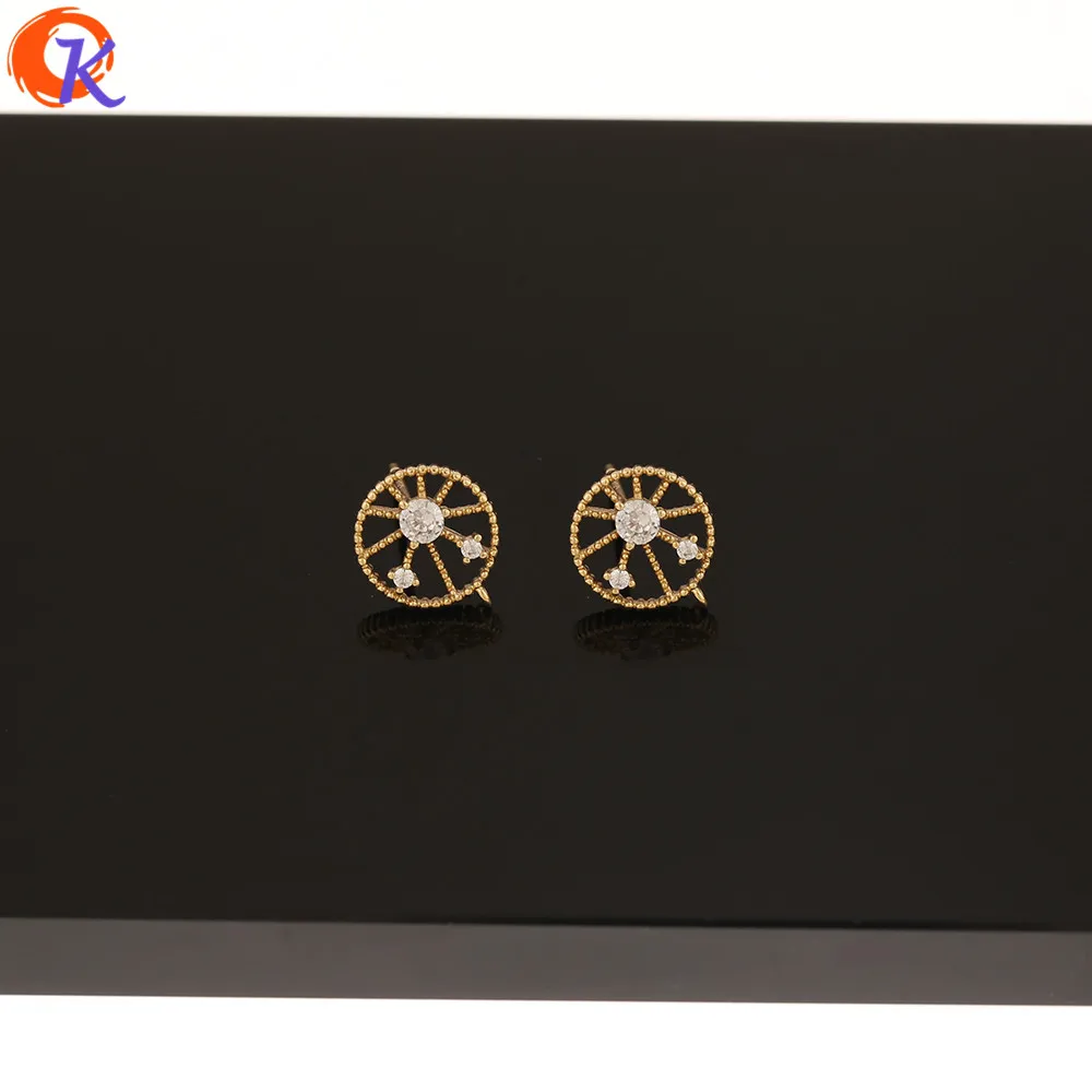 

Cordial Design 40Pcs 10*11MM Jewelry Accessories/CZ Earring Stud/Hand Made/DIY/Round Shape/Genuine Gold Plating/Earring Findings