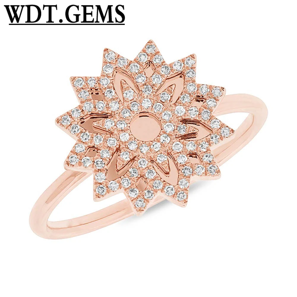 

10K Rose Gold Diamond Snowflake Ring Womens Cocktail Round Cut Natural 0.19 CT