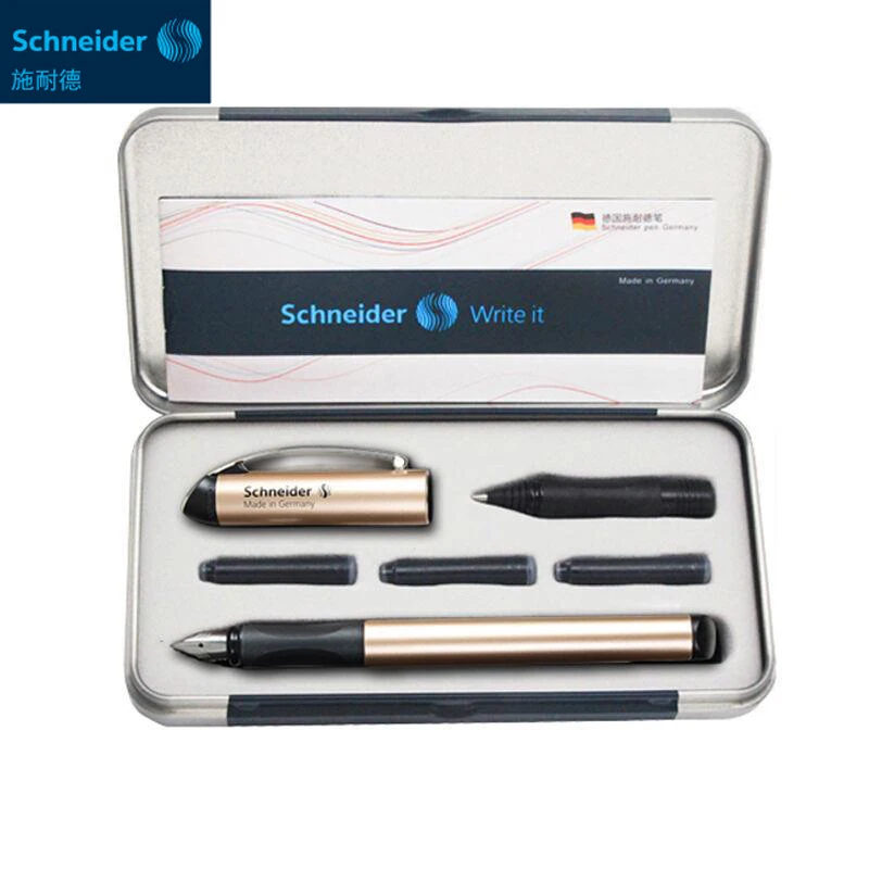 Germany Schneider Fountain Pen F 0.5mm Two-way Signing Gel Metal Resin Luxury Students Office Ink BK600 Gift Box | Канцтовары для