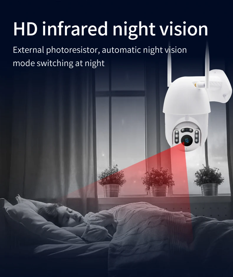 Водонепроницаемая IP-камера видеонаблюдения 1080P FHD H.265 с поддержкой Wi-Fi и голосовым