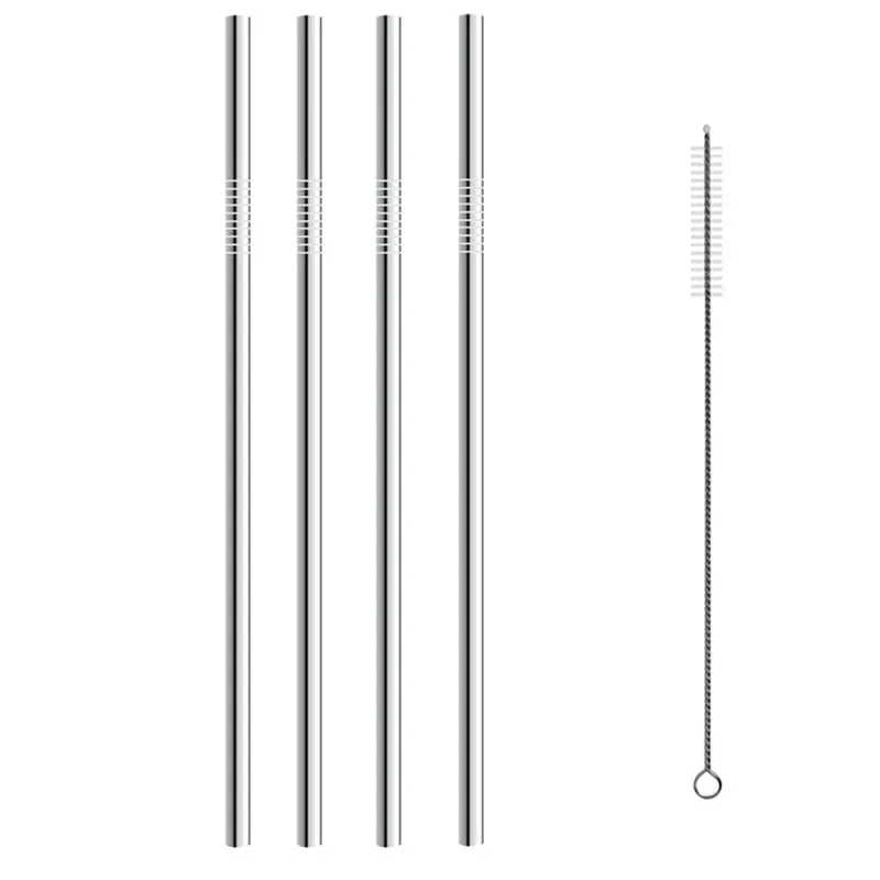 4 шт. многоразовые 304 Нержавеющая сталь соломы металлический смузи пить прямо
