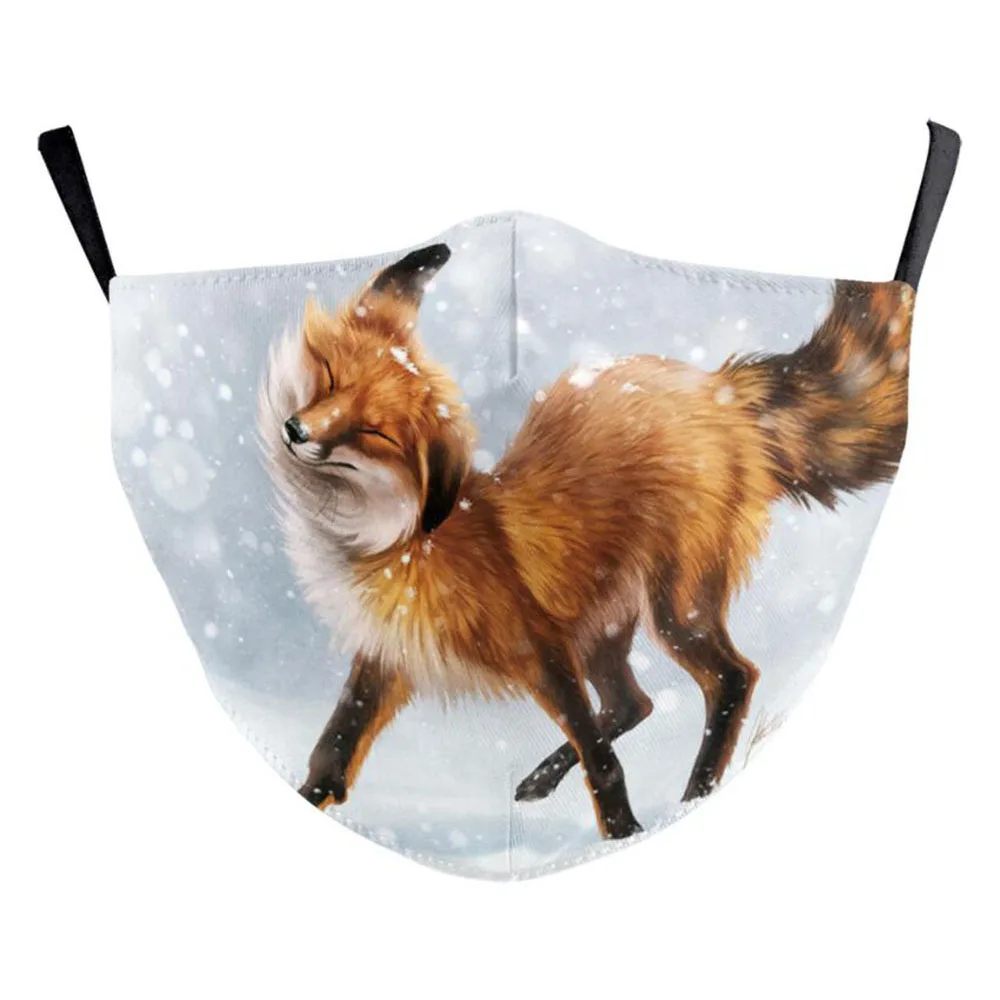Маска Мужская женская Пылезащитная дышащая с изображением лисы тигра собаки для