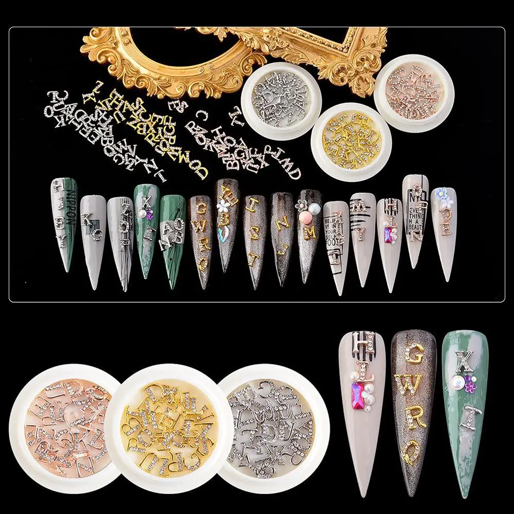 

26pcs 3D Letters Metallic Nail Rhinestone Crystal Charms Nail Art Decoration Jewelry Making DIY Crafts