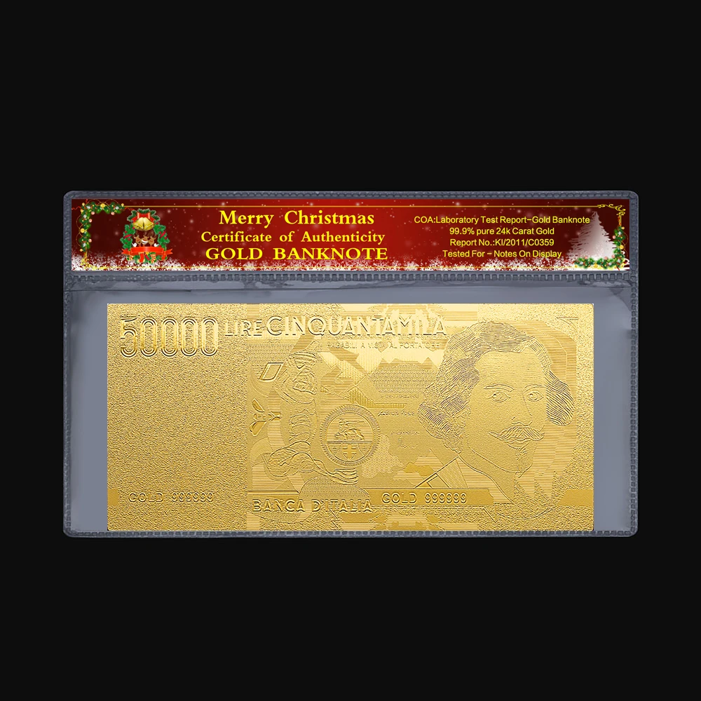 2 шт./компл. 1000 2000 5000 50000 100000 Евро 24K Золотая фольга итальянское золото Памятная