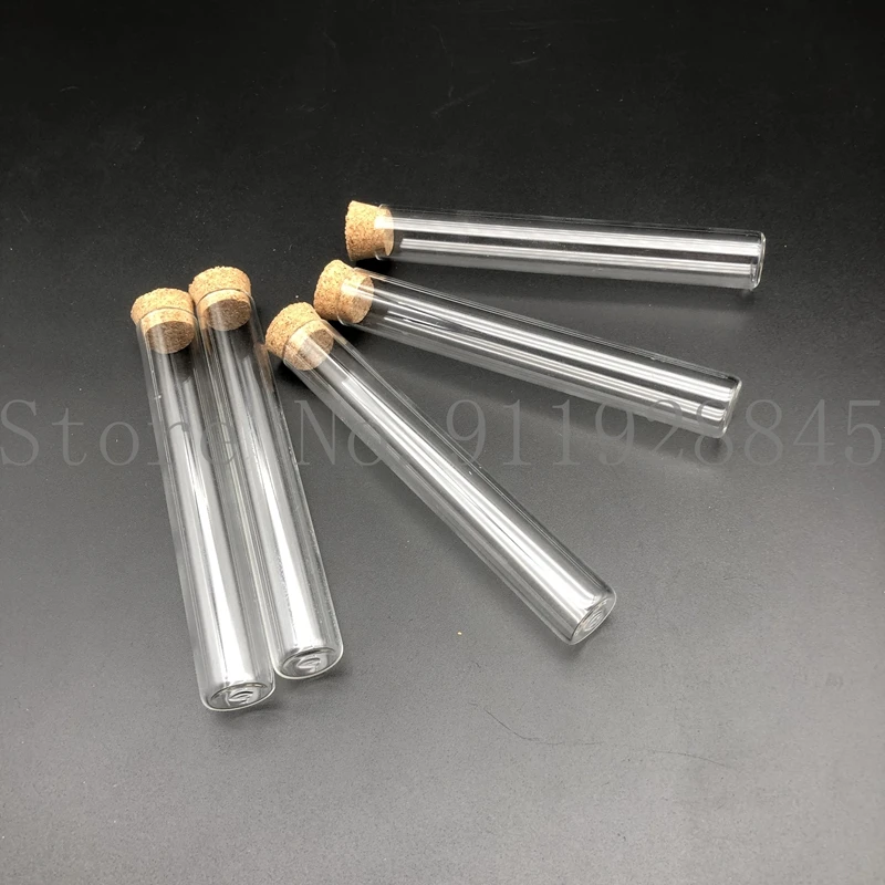 Лабораторные пробирки из стекла толщиной 13 Х100 мм с плоским дном и пробковыми