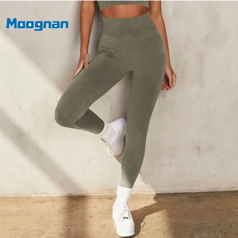 Seamless Yoga Leggings Washed Elastic Tight Fitness Pants Trousers for Women's Sports Running Quick-drying Fitness Pants