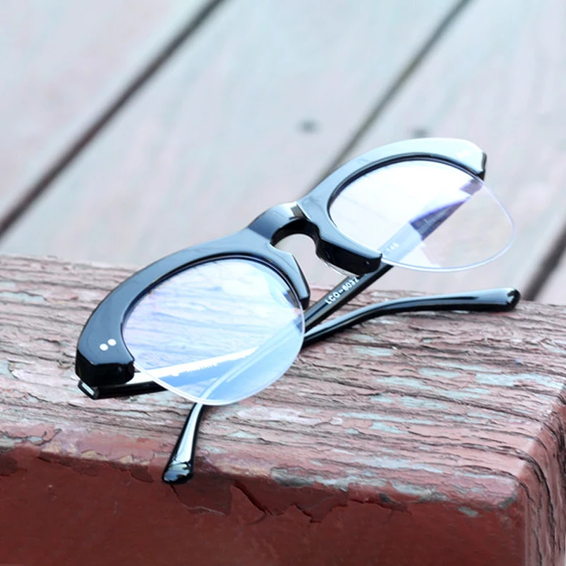 

Zerosun Vintage Eyeglasses Frames Male Aviation Glasses Men Spectacles for Reading Eyewear Optical Thick Semi Rimless