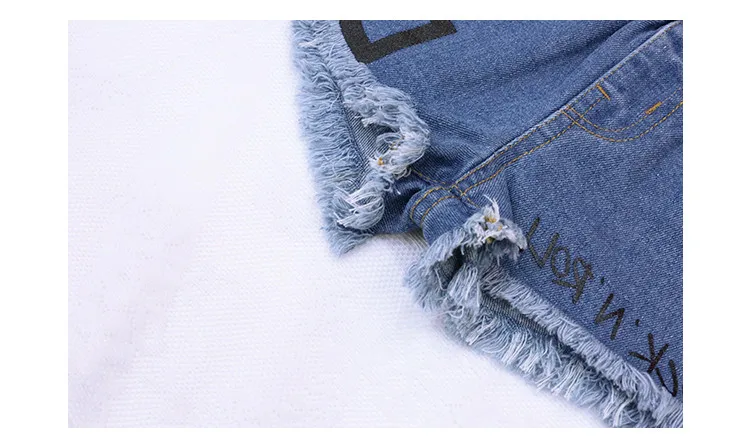 

Children letter print denim shorts summer new Elastic waist cowboy shorts girls clothes kids shorts 4-14Y ws1513