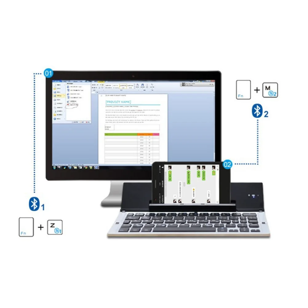 

Bluetooth Folding Wireless Keyboard for Mobile Phone Tablet Computer Aluminum Alloy Keyboard DU55