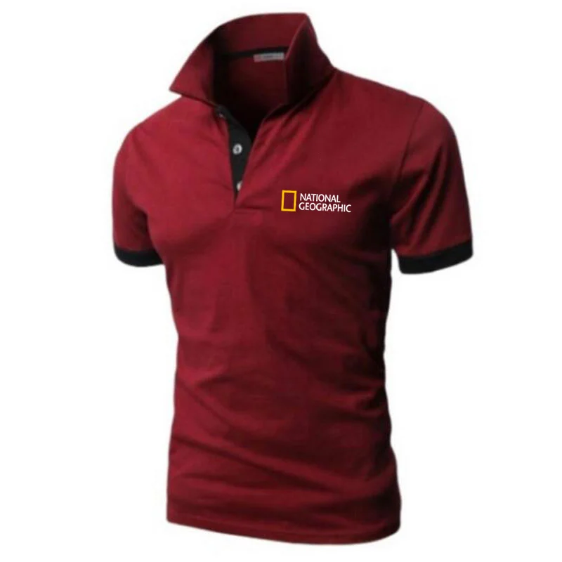 

National Geographic 100% Cotton Polo Shirts Men & Women Unisex Shirt Plus Size Short Sleeve Man Polos Mens Brands Casual